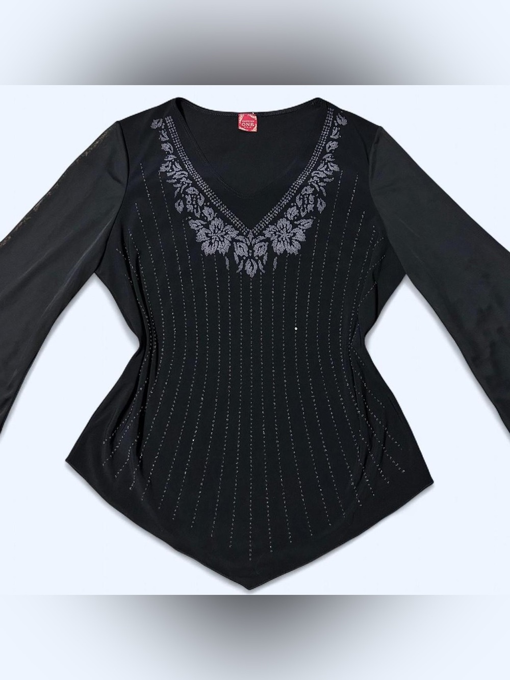 Y2K Goth Floral Beaded Top by Fashion U.S.A!